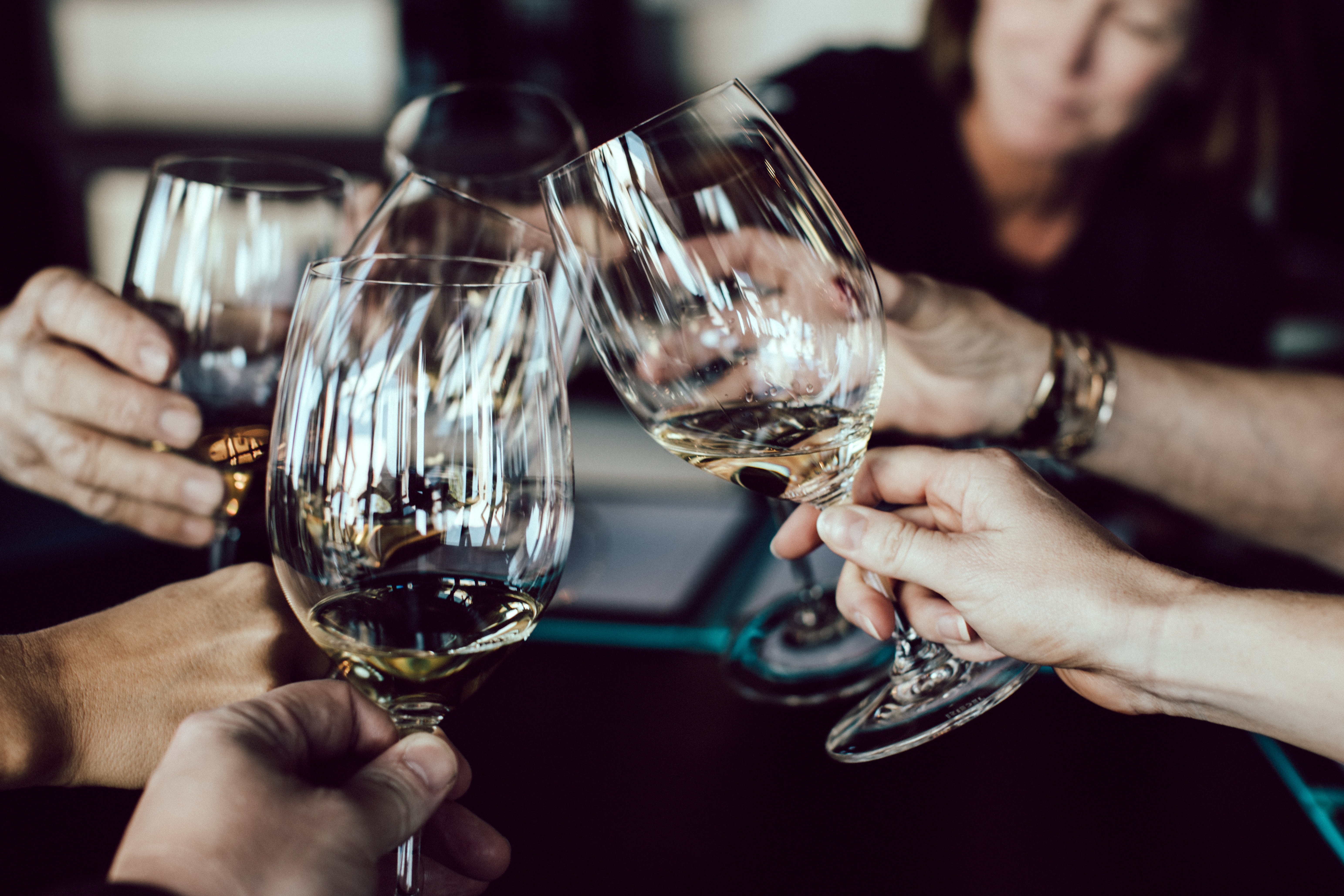 group of friends with wine glasses